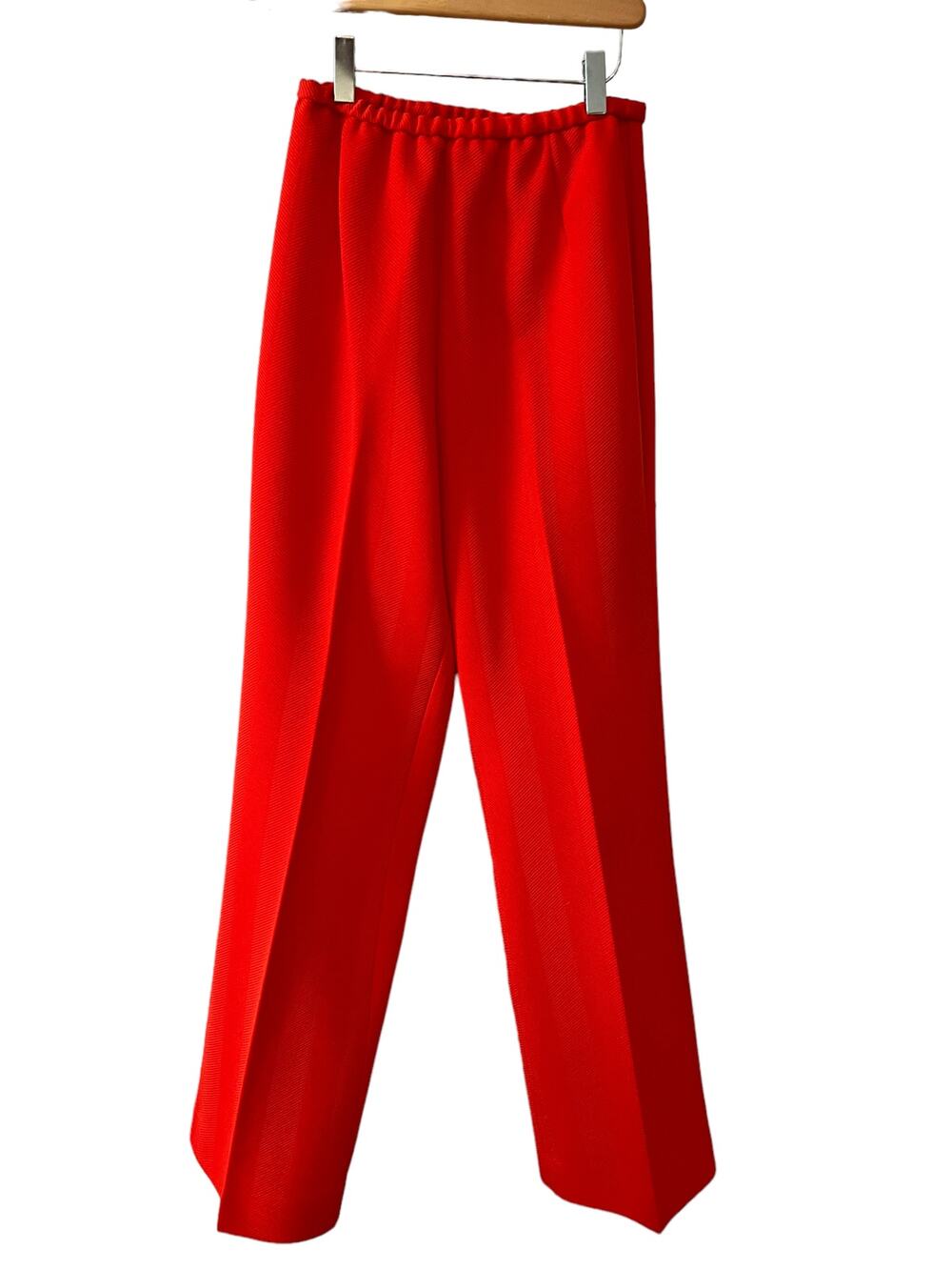 Vintage 70s Polyester super high waisted Wide Leg Pants Red Orange